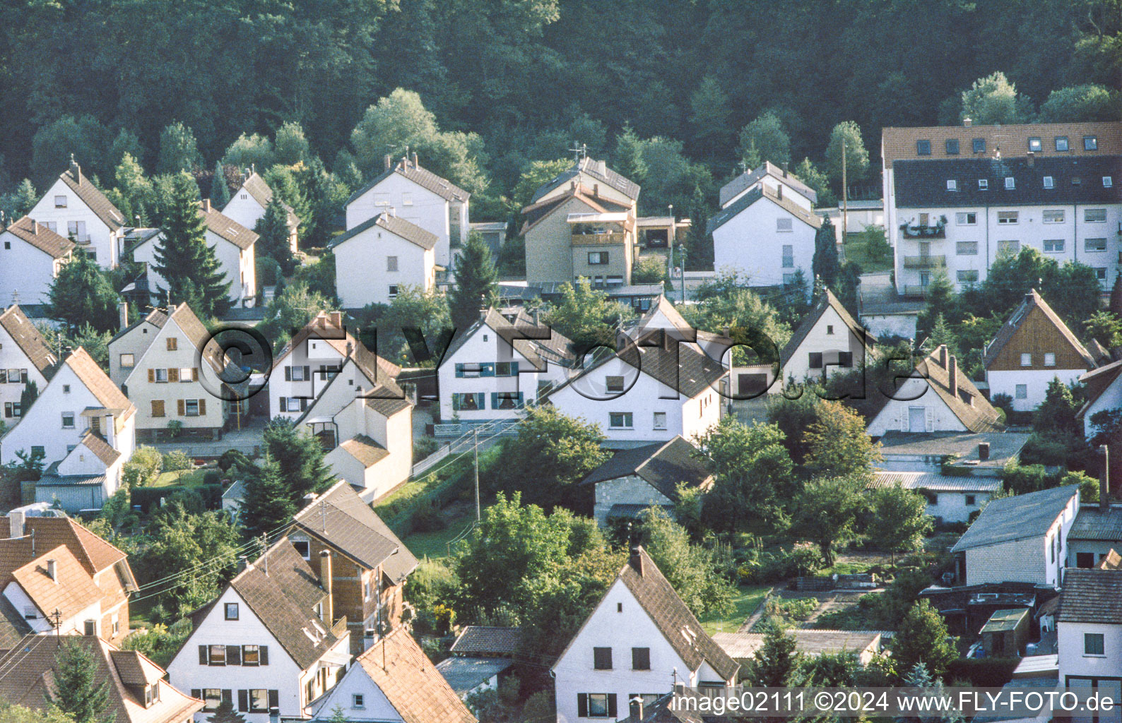 Garden City Waldstraße from the balloon in Kandel in the state Rhineland-Palatinate, Germany