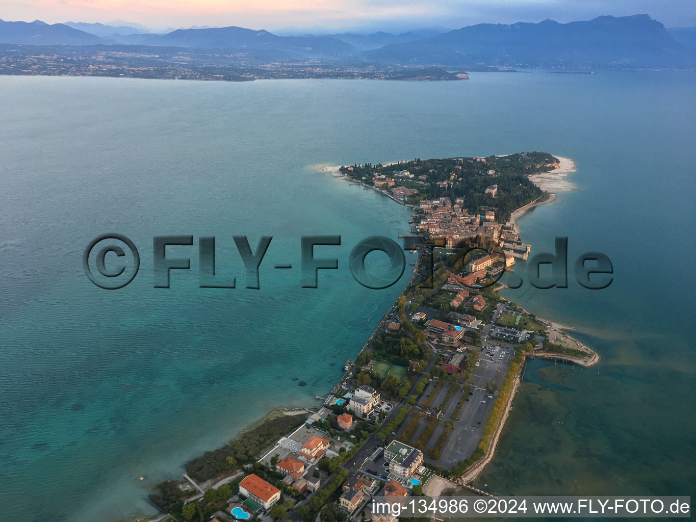 Aerial view of Sirmione in the state Brescia, Italy