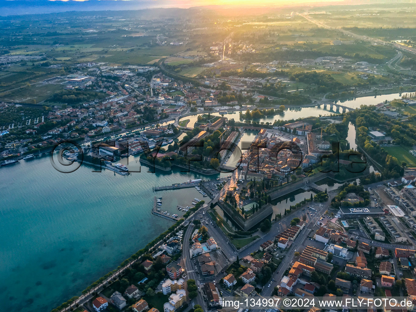 Aerial view of Peschiera del Garda in the state Verona, Italy