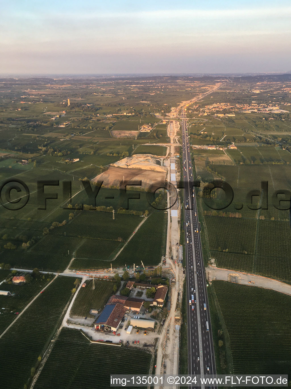 Aerial view of Pozzolengo in the state Brescia, Italy