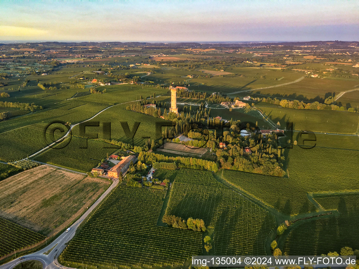 Aerial view of Tower of San Martino della Battaglia