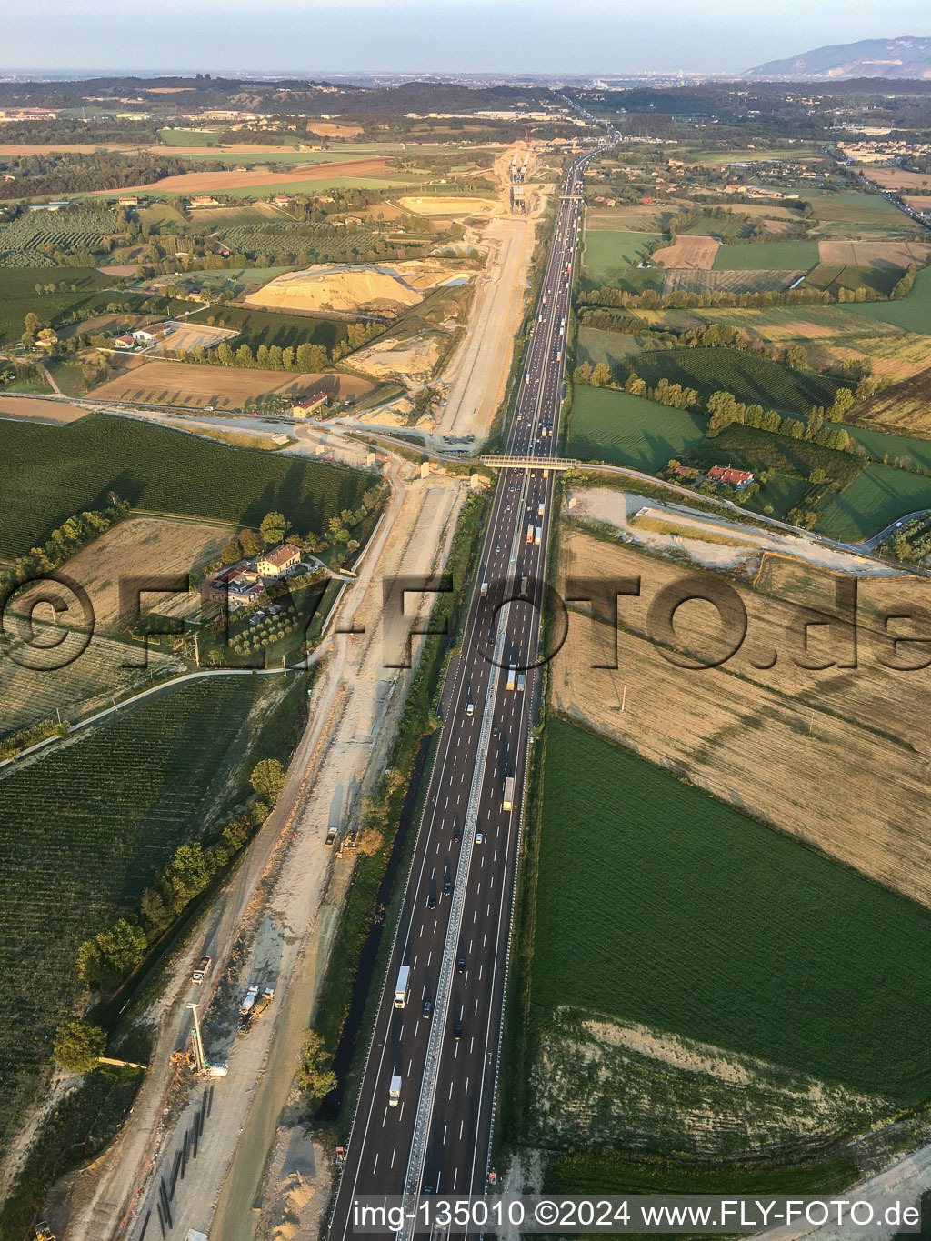 Tunnel construction site along the A4 in the district Bornade di Sotto in Desenzano del Garda in the state Brescia, Italy