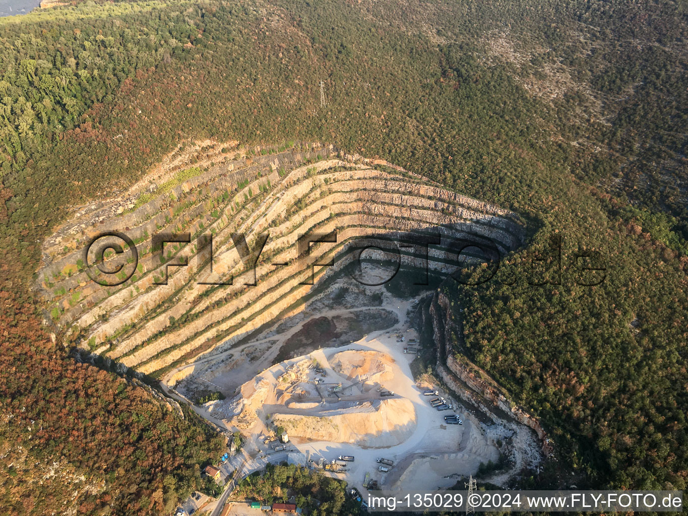 Aerial photograpy of Marble quarries near Mazzano in Nuvolera in the state Brescia, Italy