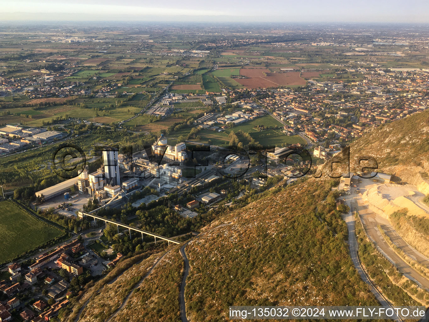 Aerial view of Cement factory Italcementi Spa Rezzato in Rezzato in the state Brescia, Italy