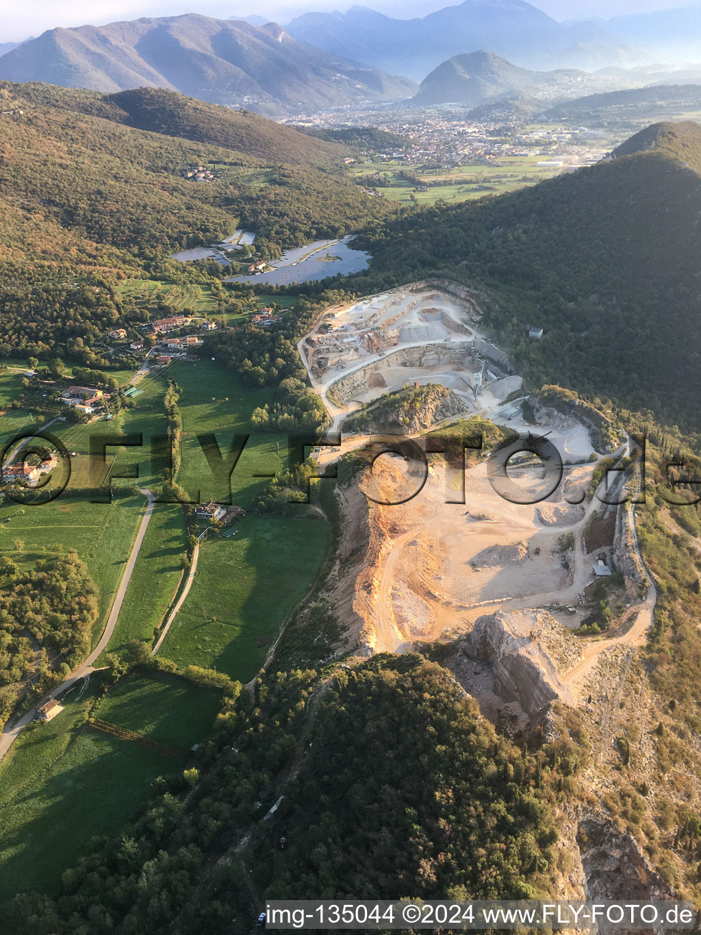 Aerial view of Buco Del Frate in Paitone in the state Brescia, Italy