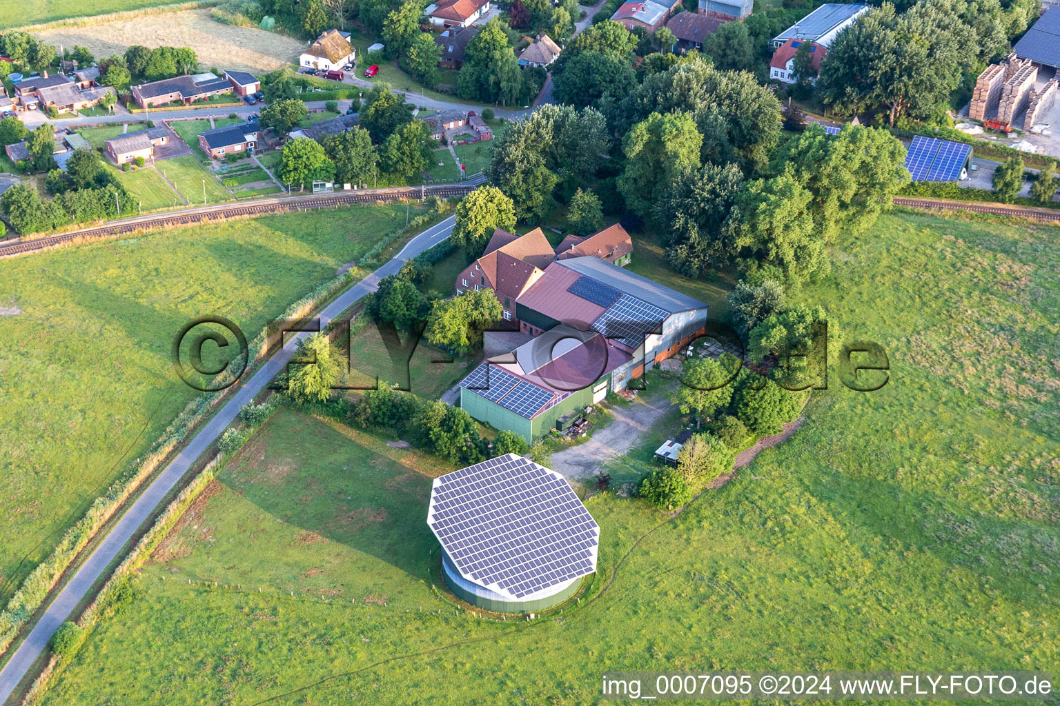 Turnable Solar power plant and photovoltaic systems on a roof in Suederdeich in the state Schleswig-Holstein, Germany