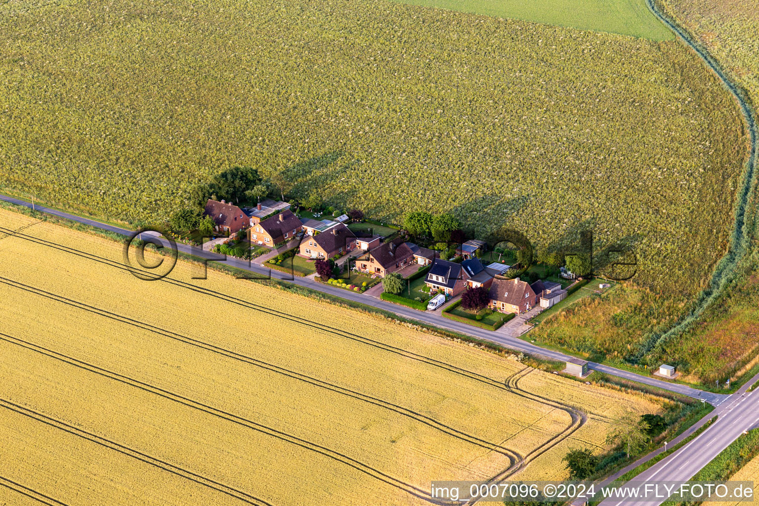 Koogsweg in Friedrichsgabekoog in the state Schleswig Holstein, Germany