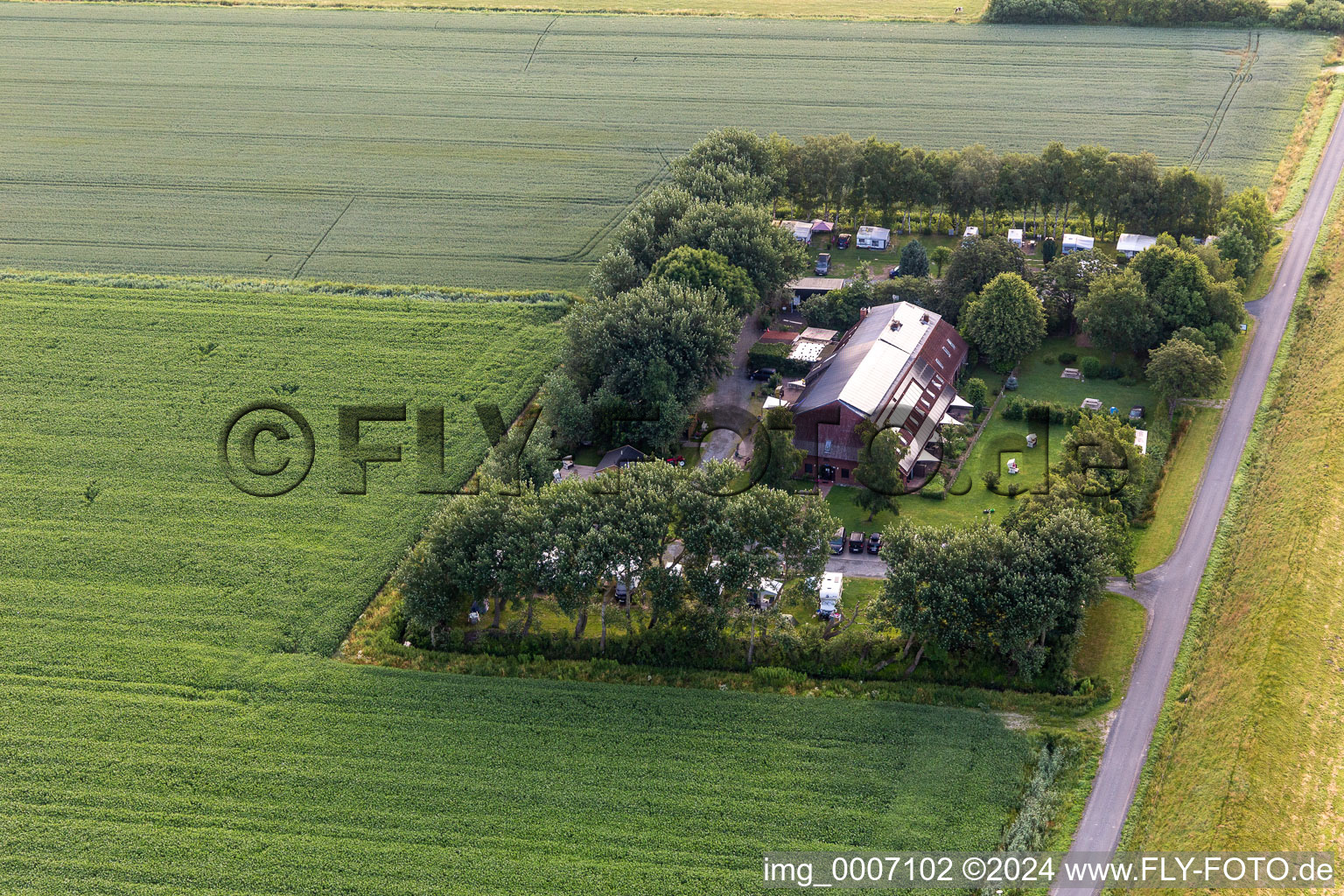 Aerial view of Holiday resort Achtern Diek in the district Barsfleth in Nordermeldorf in the state Schleswig Holstein, Germany