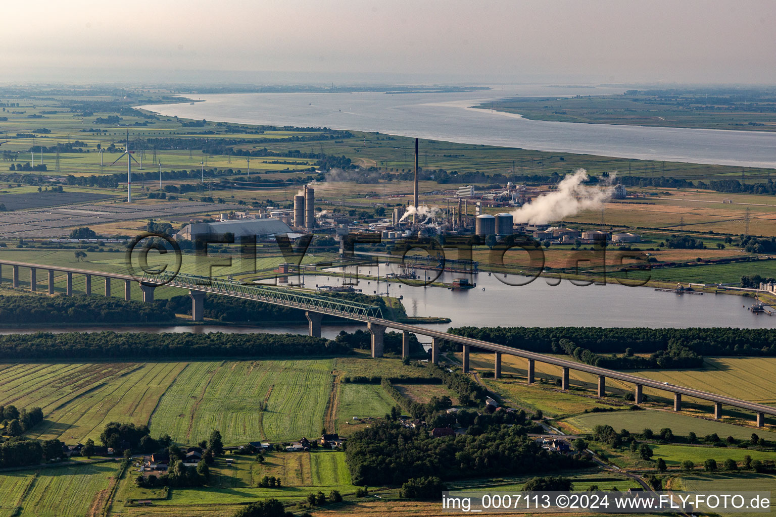 Mouth of the Kiel Canal into the Elbe in the district Blangenmoor in Brunsbüttel in the state Schleswig Holstein, Germany