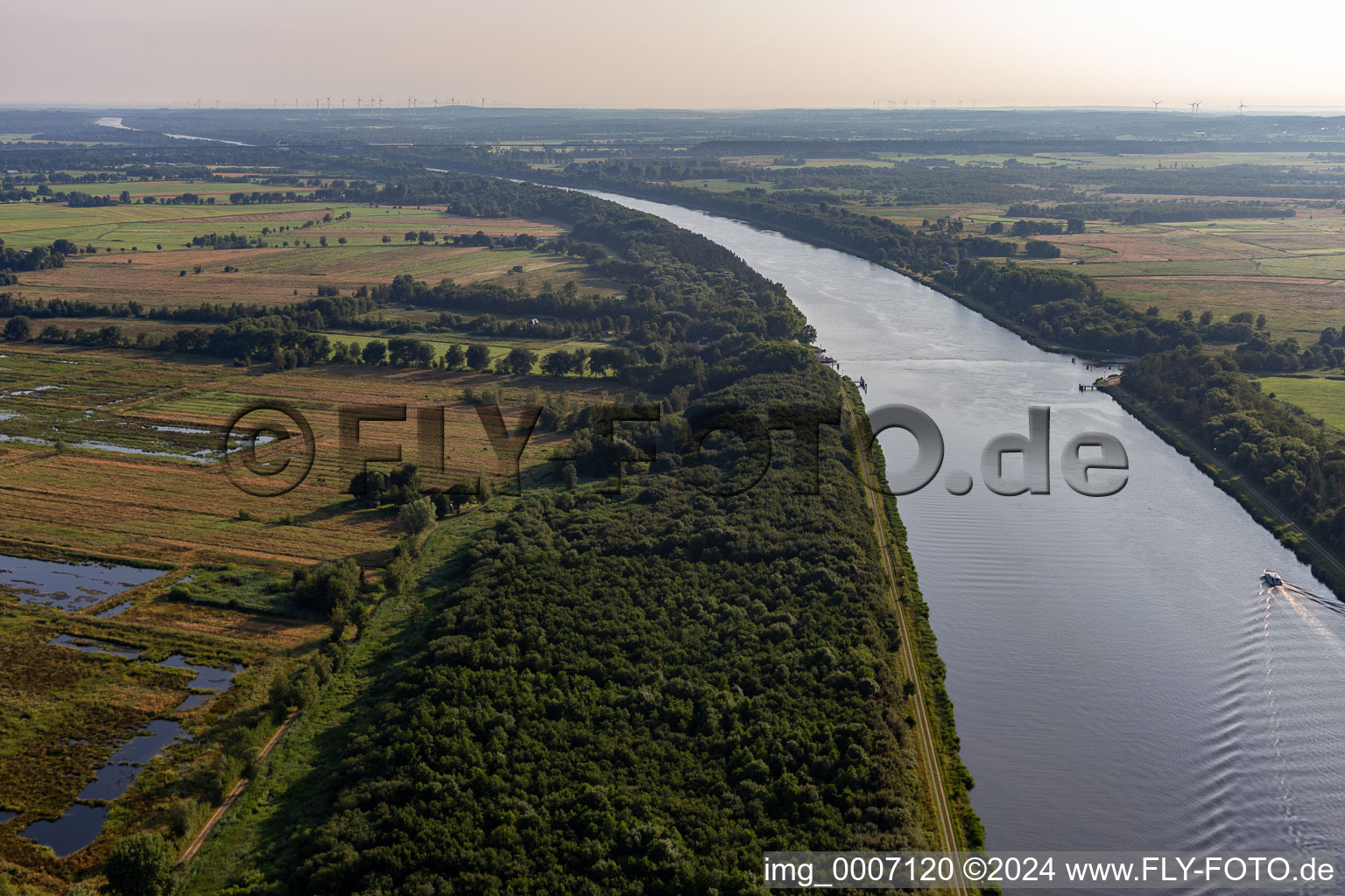 Ferry across the Kiel Canal in Burg in the state Schleswig Holstein, Germany