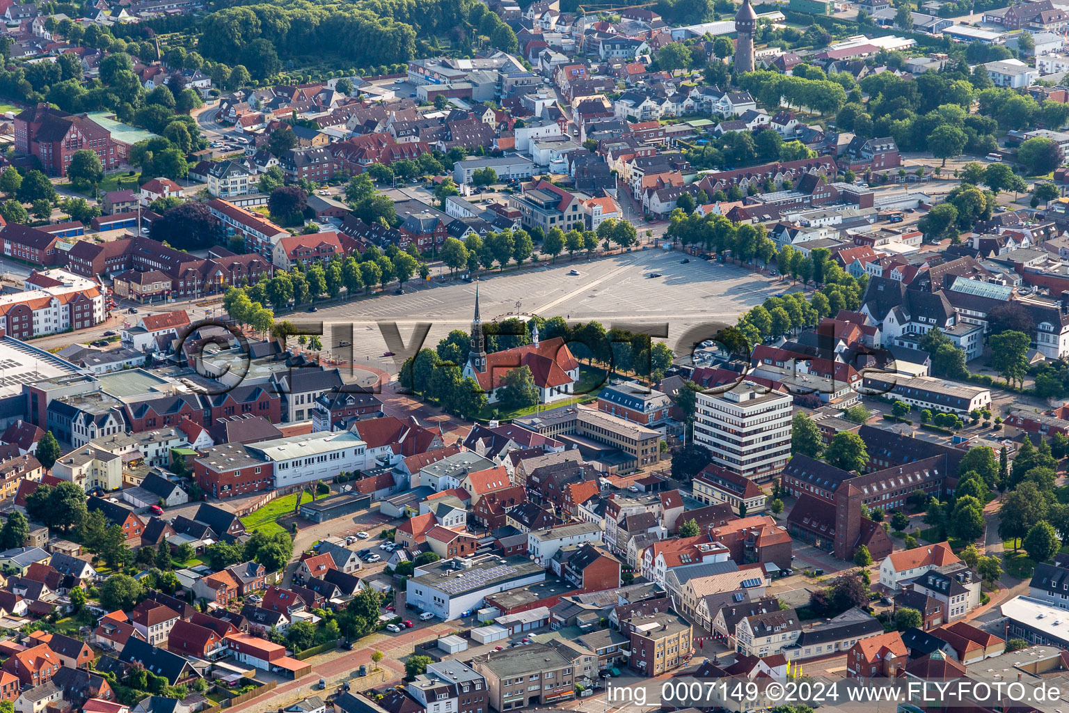 Heider Marktplatz, the largest undeveloped market square in Germany in Heide in the state Schleswig Holstein, Germany