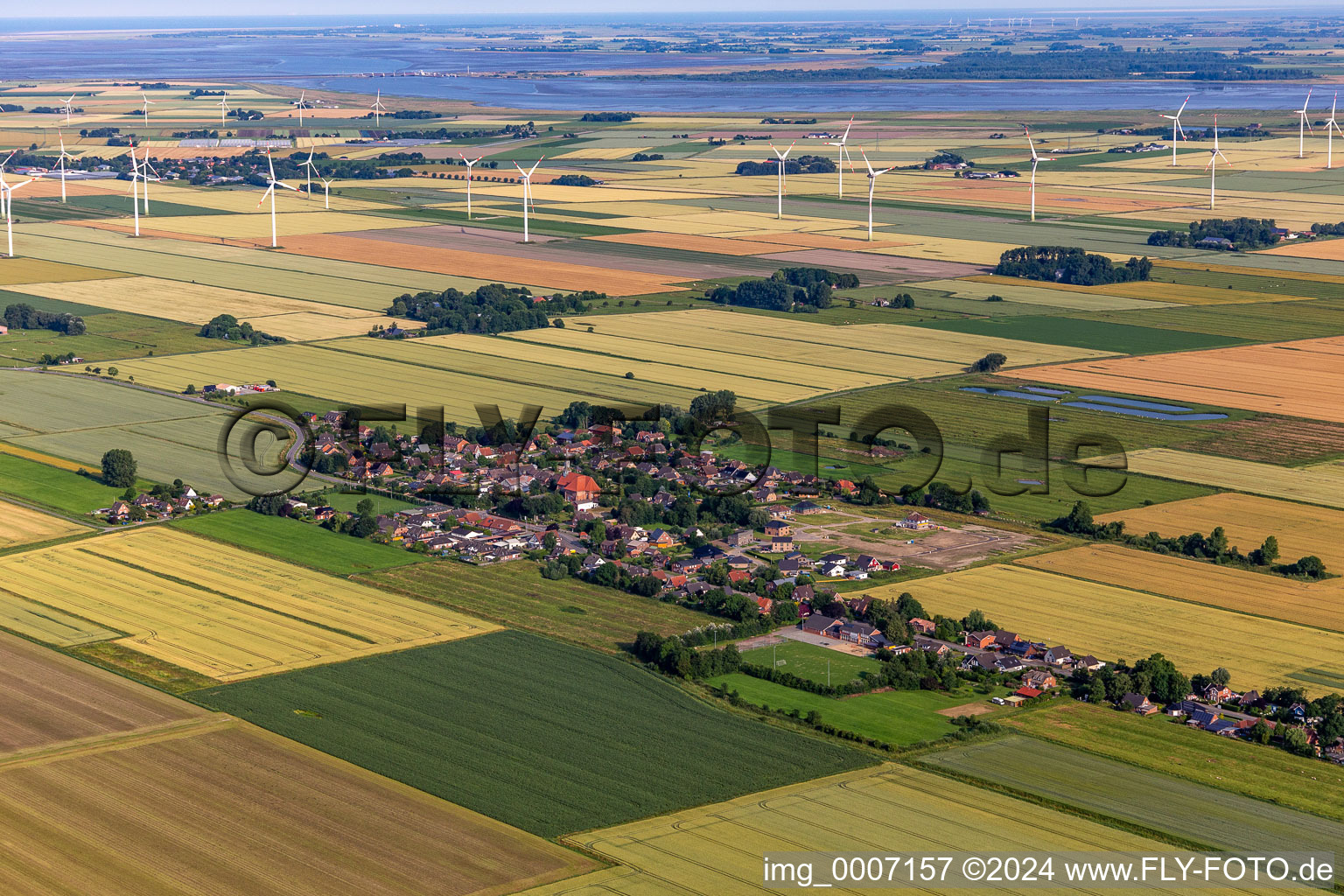 Aerial view of Neuenkirchen in the state Schleswig Holstein, Germany