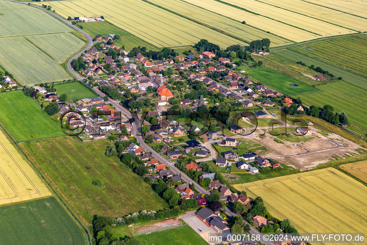 Aerial photograpy of Neuenkirchen in the state Schleswig Holstein, Germany