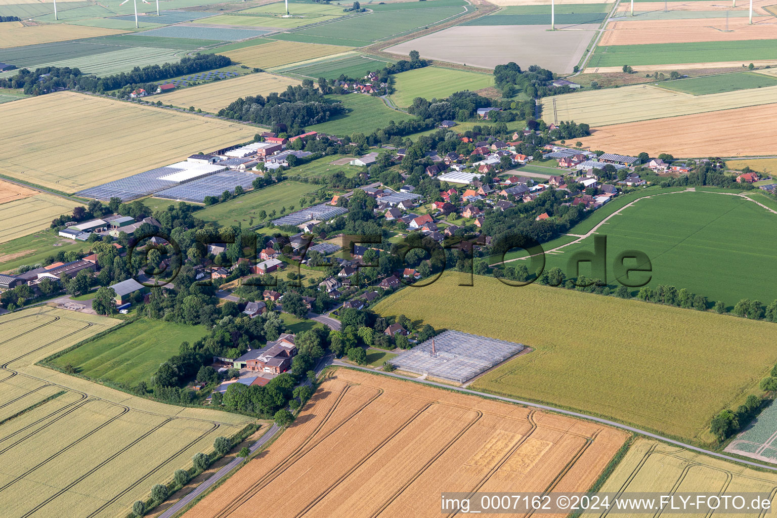 Aerial view of Schülp in the state Schleswig Holstein, Germany