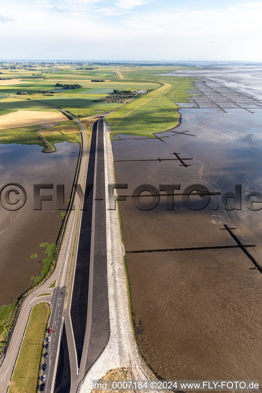 Aerial photograpy of Lockage of the Eider-Sperrwerk in Wesselburenerkoog in the state Schleswig-Holstein