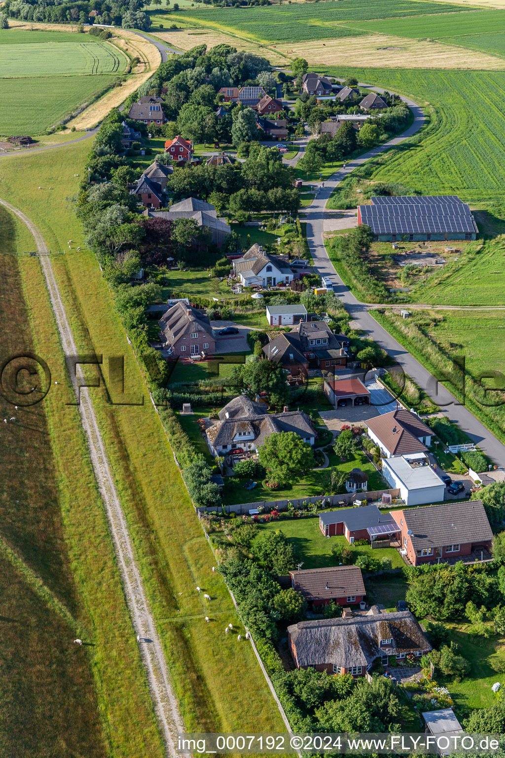 Aerial photograpy of District Westerdeich in Vollerwiek in the state Schleswig Holstein, Germany