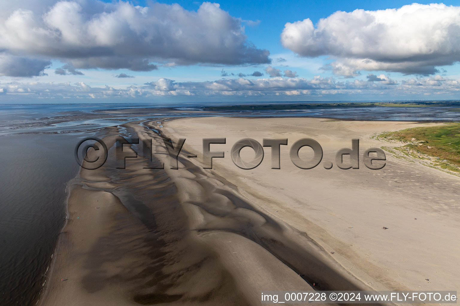 Aerial view of Dog beach at the north beach Ording in the district Ording in Sankt Peter-Ording in the state Schleswig Holstein, Germany