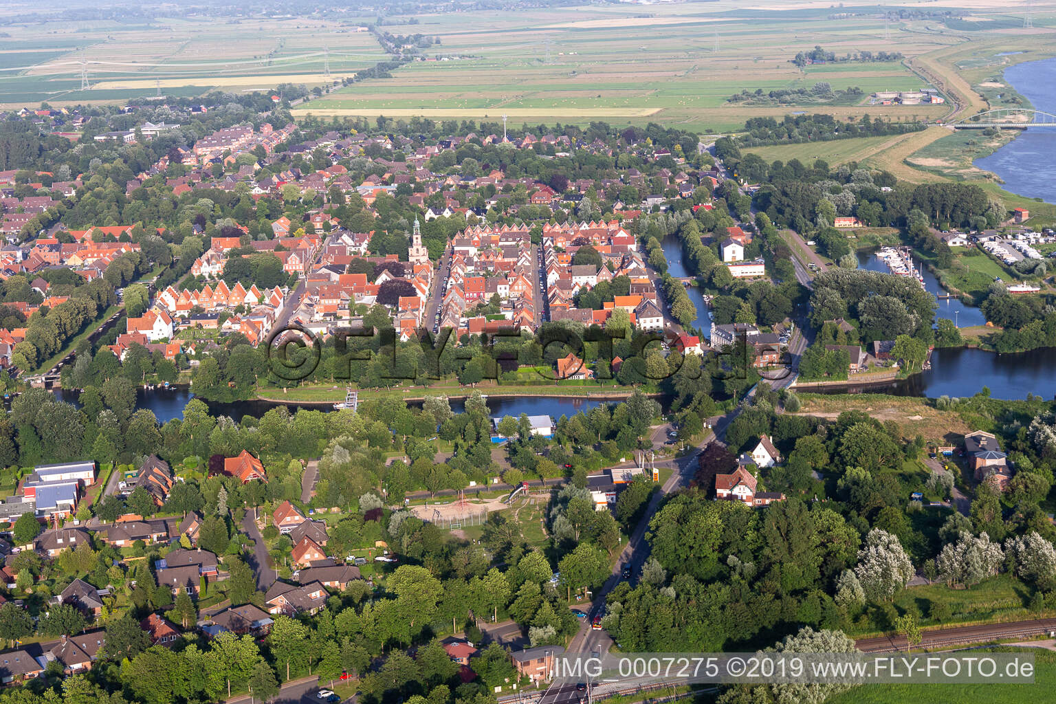 Canal city between Treene, Westersielzug and Eider in Friedrichstadt in the state Schleswig Holstein, Germany