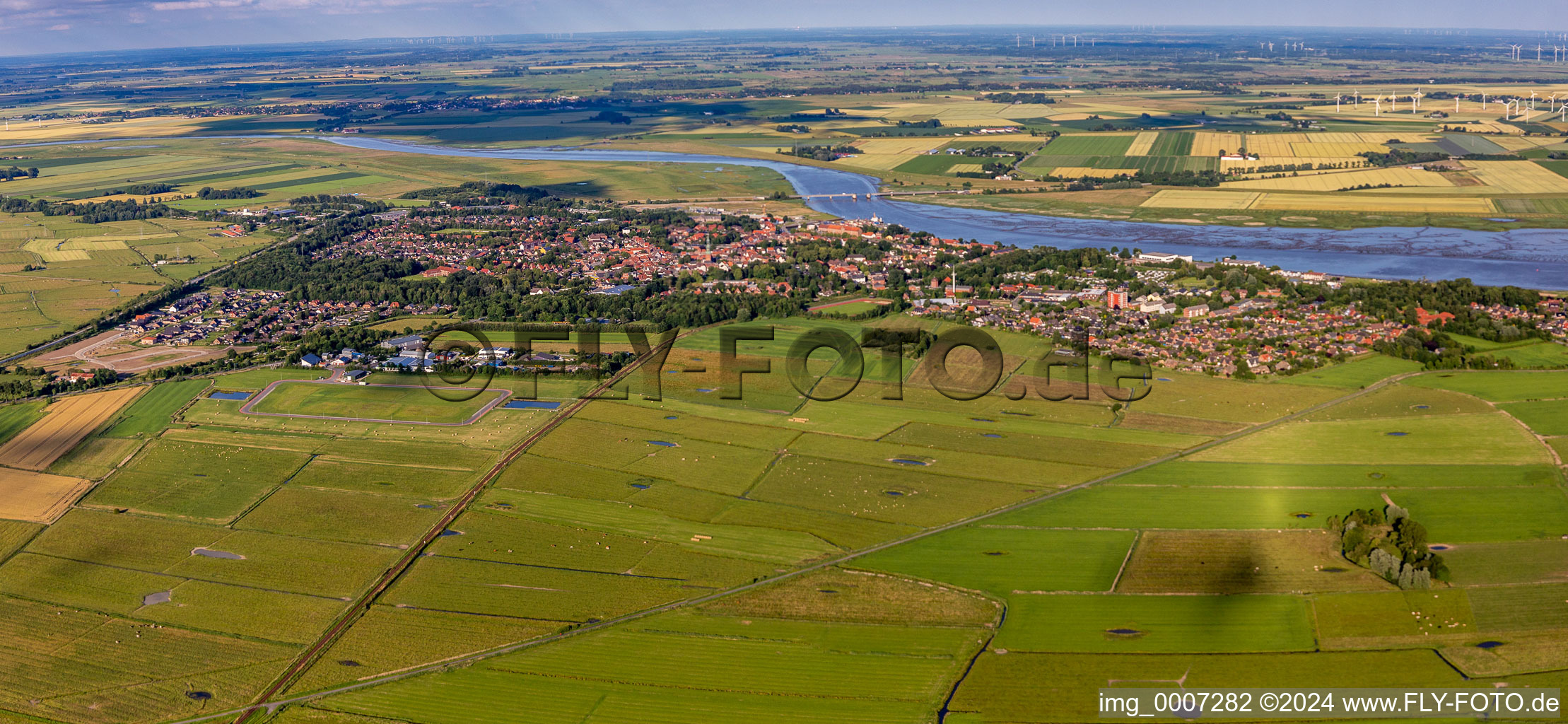 Aerial view of Tönning in the state Schleswig Holstein, Germany