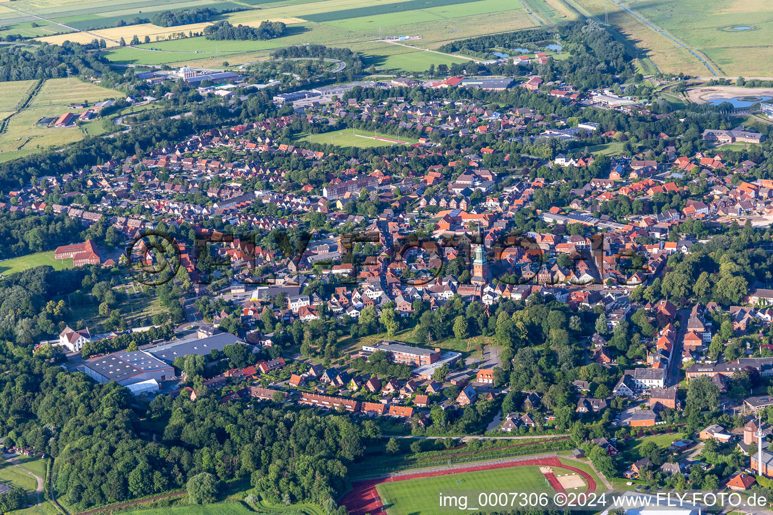 Aerial photograpy of Tönning in the state Schleswig Holstein, Germany