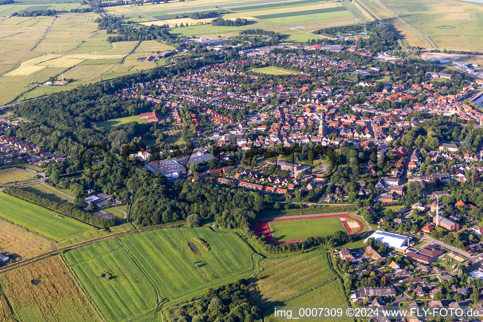 Oblique view of Tönning in the state Schleswig Holstein, Germany