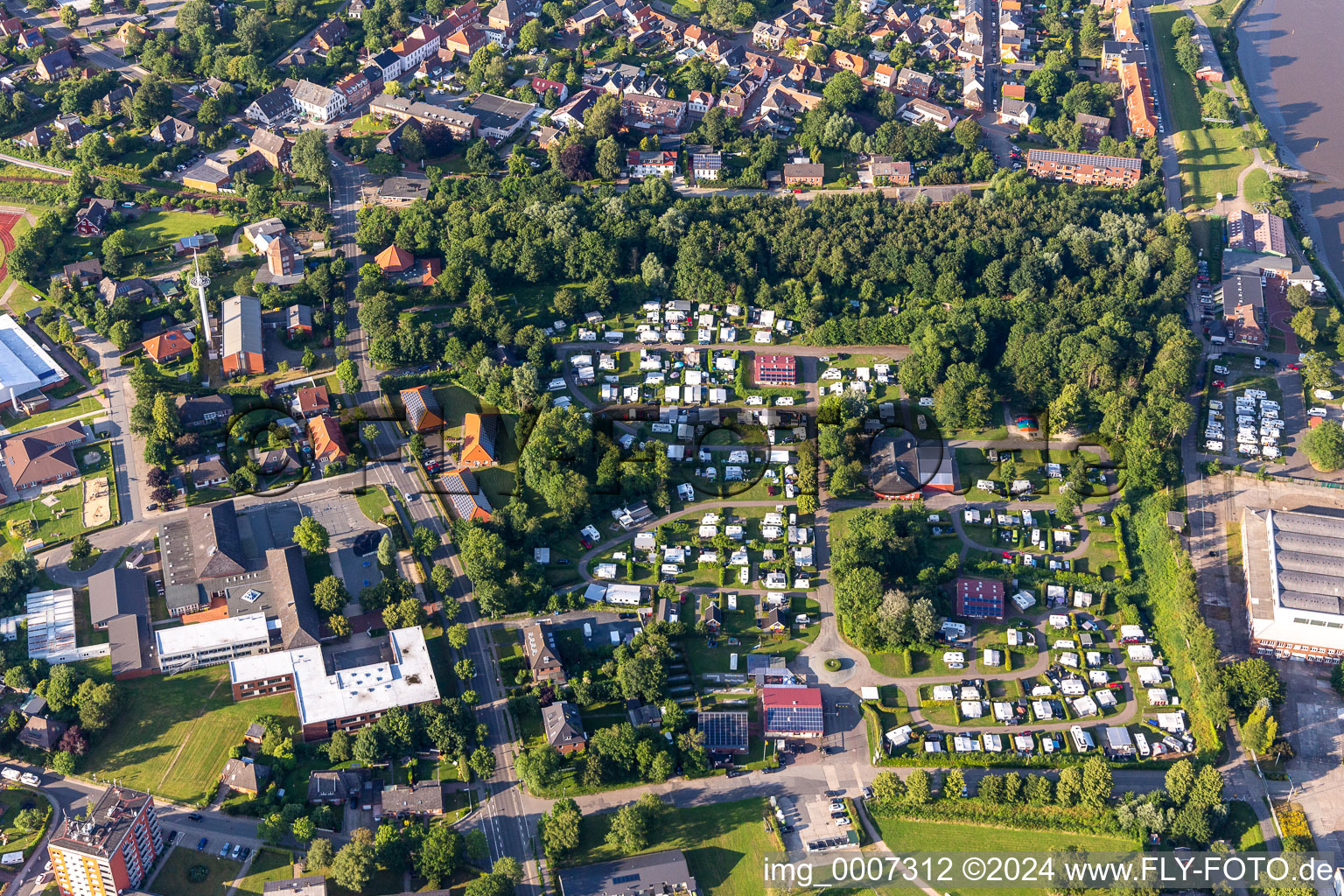 Camping with caravans and tents in Toenning in the state Schleswig-Holstein, Germany