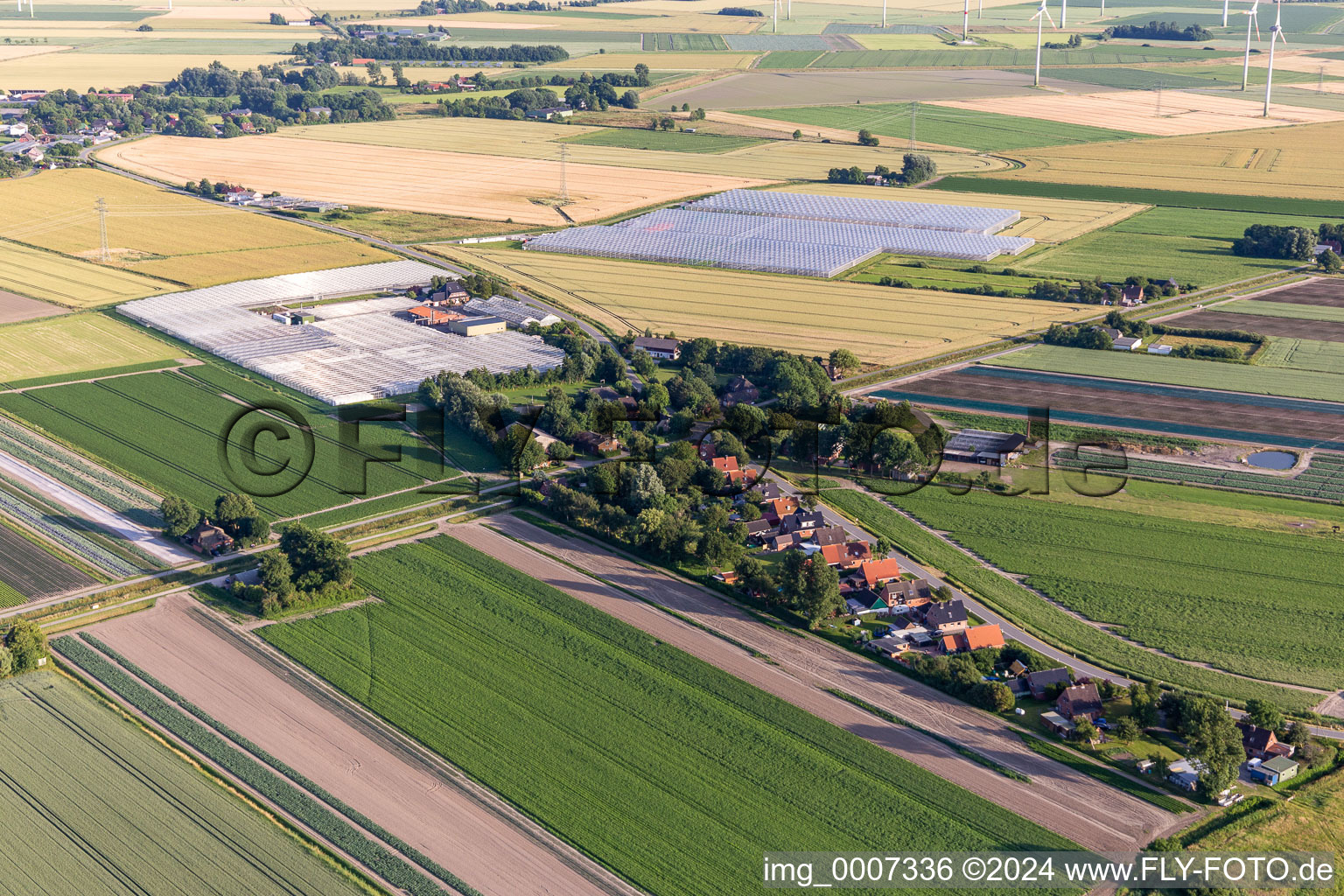 Aerial view of District Schülperweide in Schülp in the state Schleswig Holstein, Germany