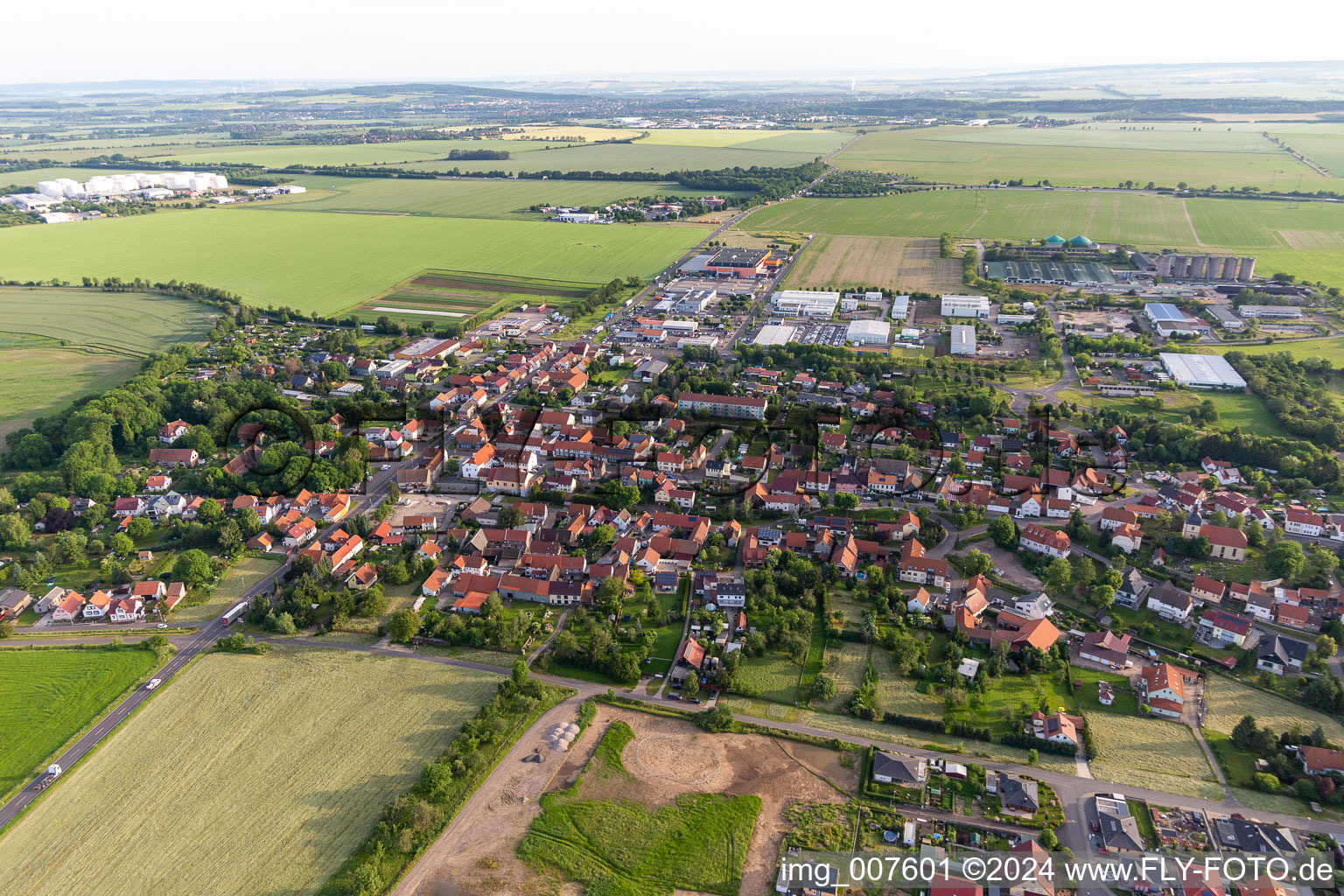 Town View of the streets and houses of the residential areas in Schwabhausen in the state Thuringia, Germany