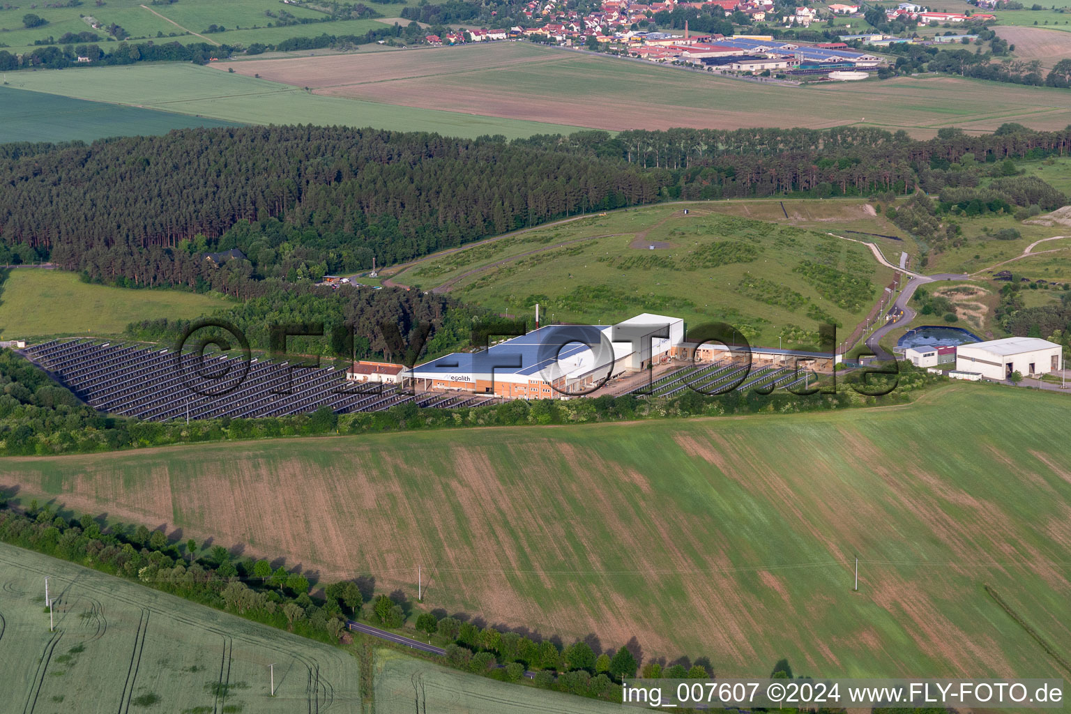 Photovoltaic field. Municipal waste service in the district Wipperoda in Georgenthal in the state Thuringia, Germany