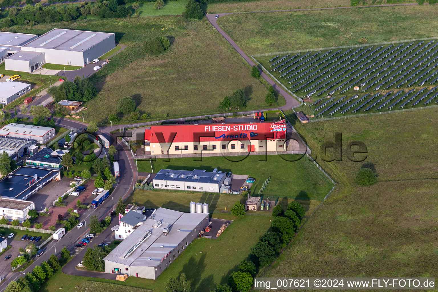 Industrial estate and company settlement with Fliesenstudio Arnold in Waltershausen in the state Thuringia, Germany