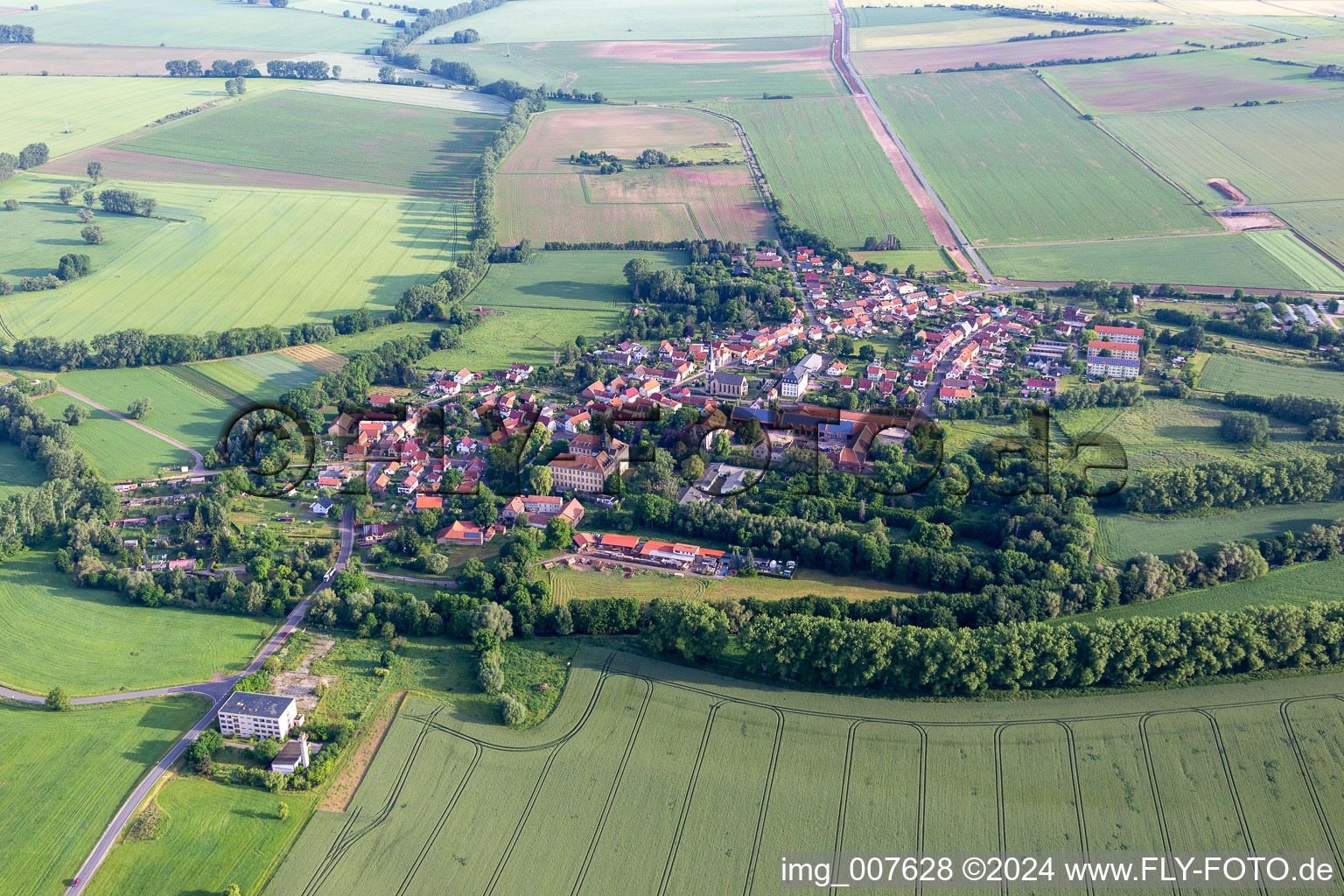 Aerial view of District Friedrichswerth in Nessetal in the state Thuringia, Germany