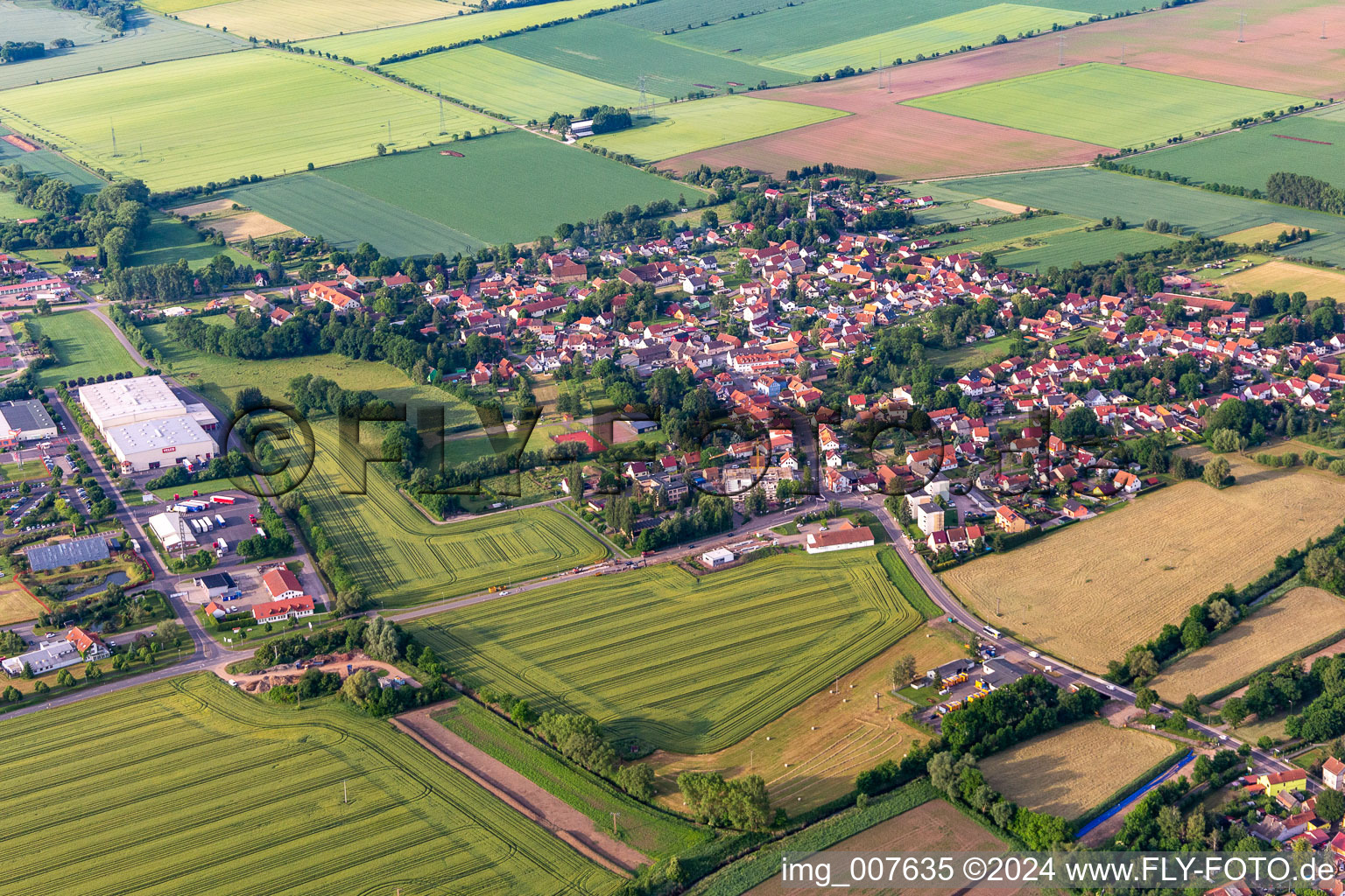 Aerial view of Sonneborn in the state Thuringia, Germany