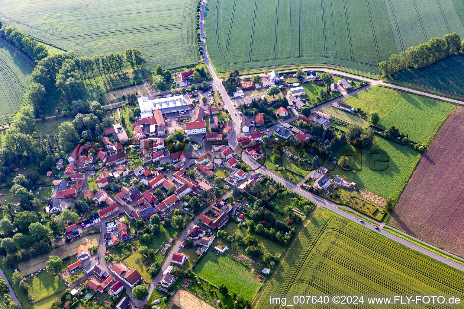 Aerial view of District Eberstädt in Sonneborn in the state Thuringia, Germany