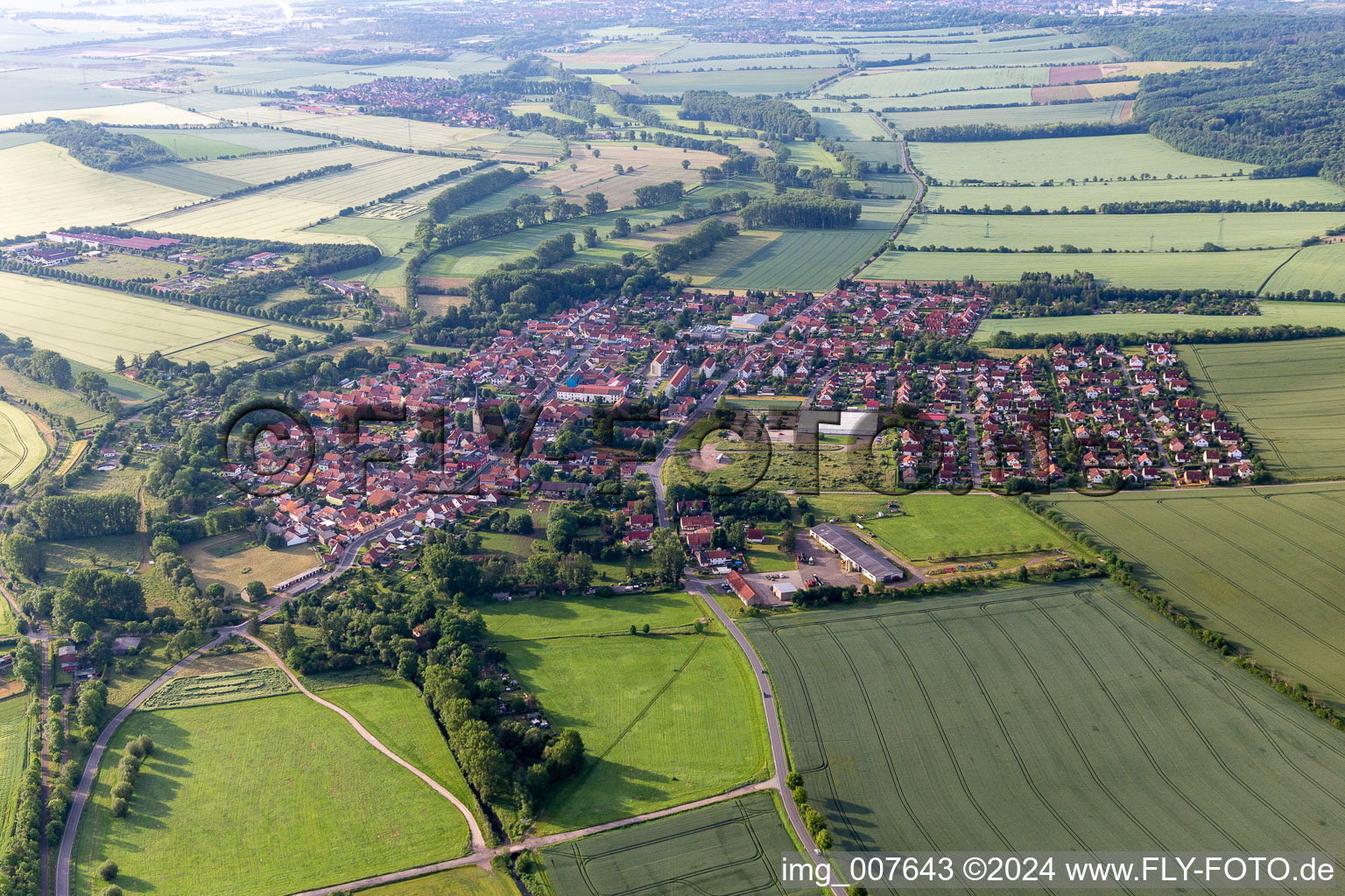 Aerial view of District Goldbach in Nessetal in the state Thuringia, Germany