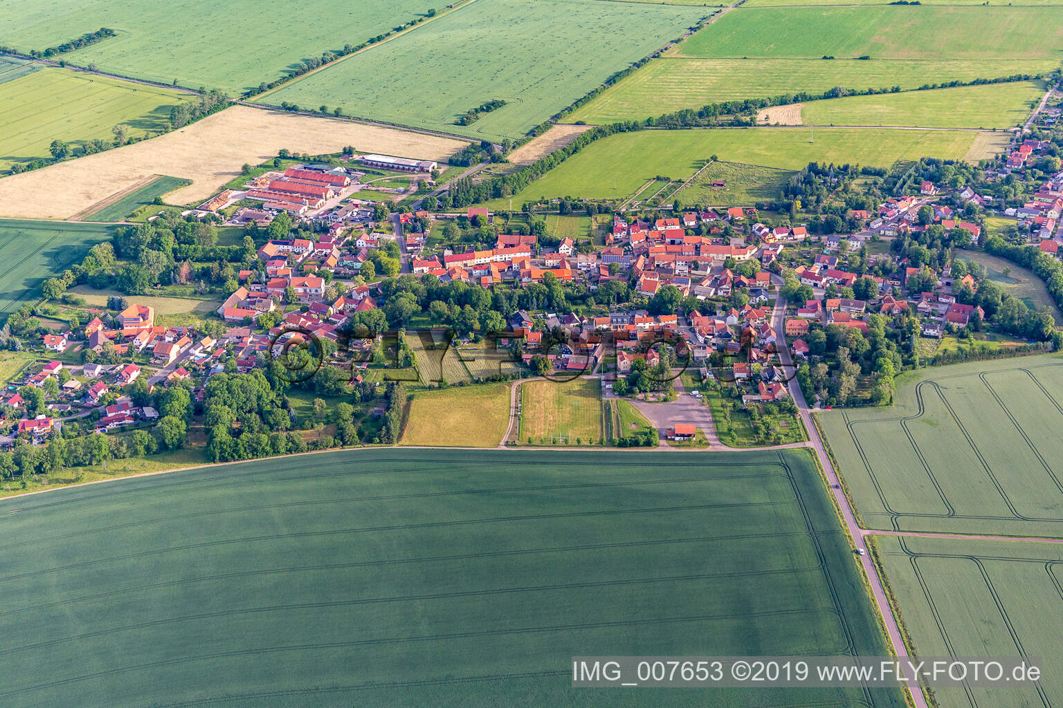 Aerial view of Eschenbergen in the state Thuringia, Germany