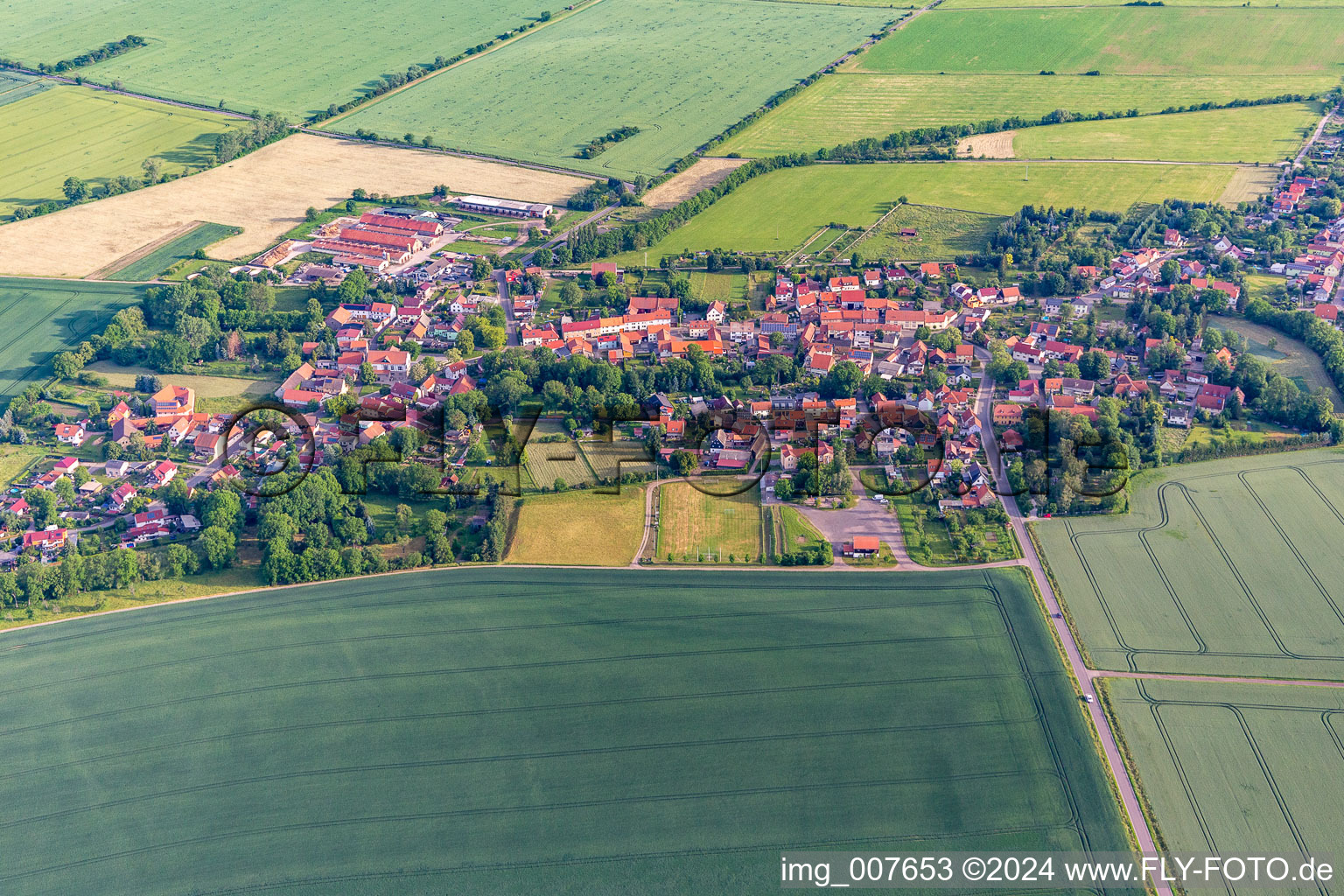 Aerial view of Eschenbergen in the state Thuringia, Germany