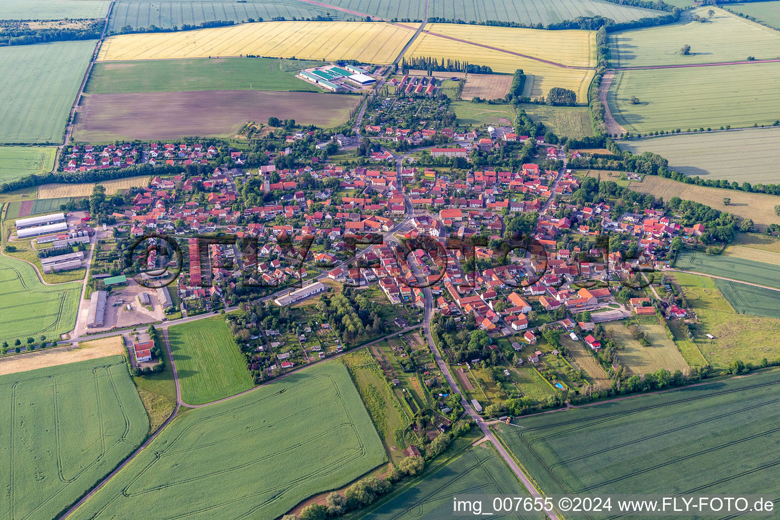 Town View of the streets and houses of the residential areas in Molschleben in the state Thuringia, Germany