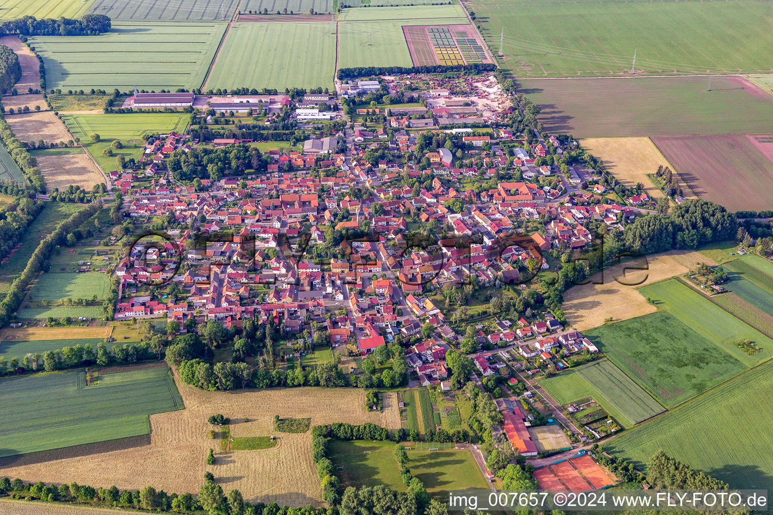 Town View of the streets and houses of the residential areas in Friemar in the state Thuringia, Germany