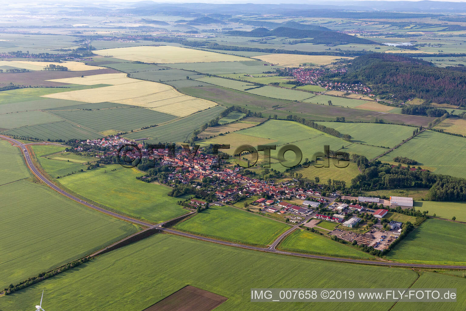 Town View of the streets and houses of the residential areas in Tuettleben in the state Thuringia, Germany