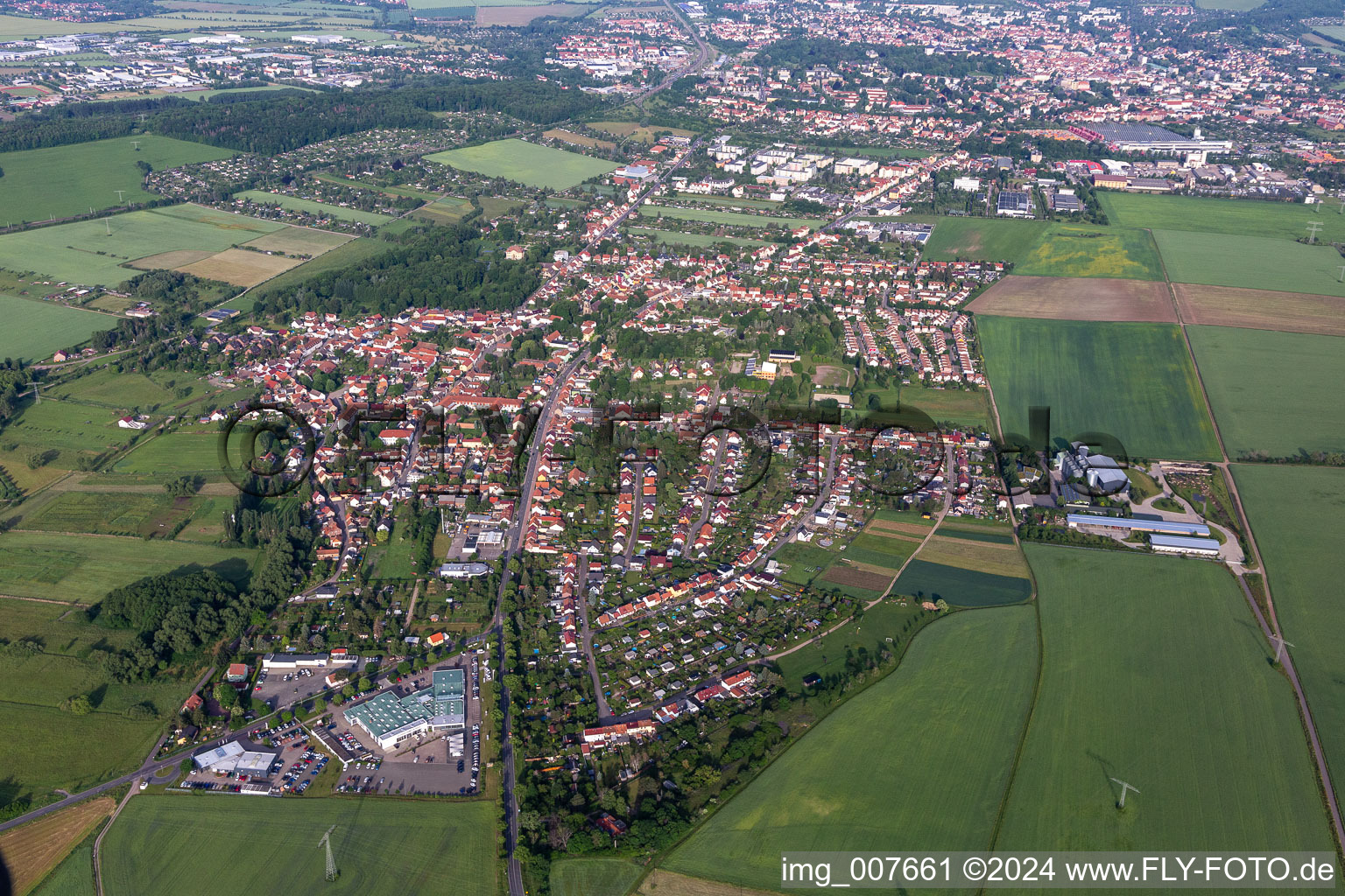 Town View of the streets and houses of the residential areas in Siebleben in the state Thuringia, Germany