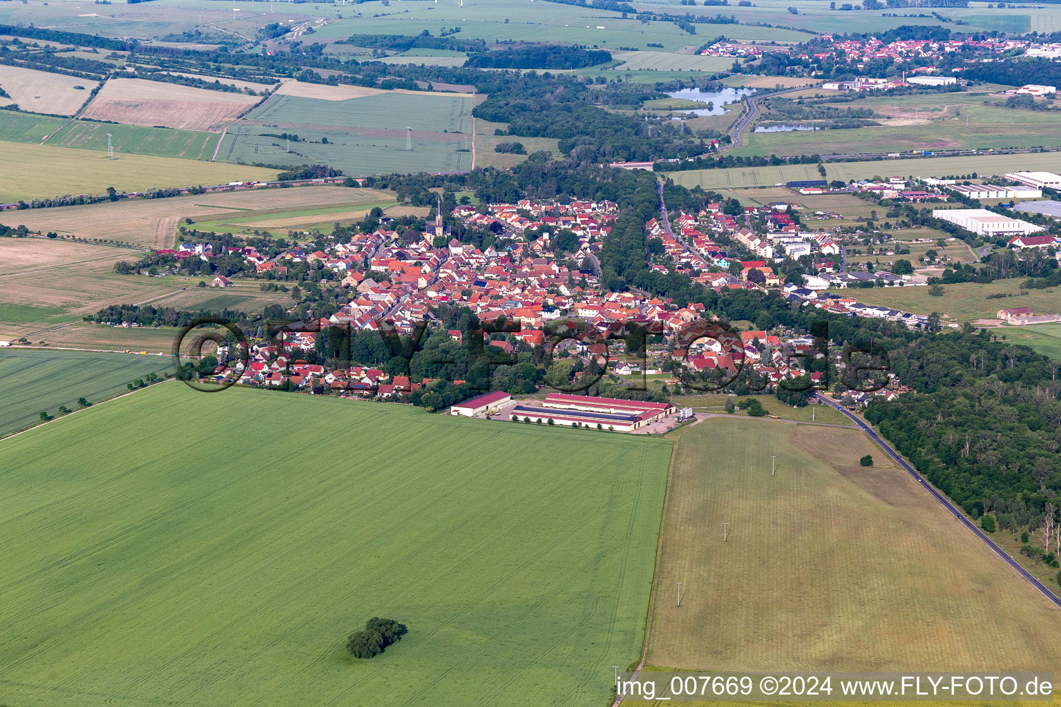 Aerial view of Wechmar in the state Thuringia, Germany