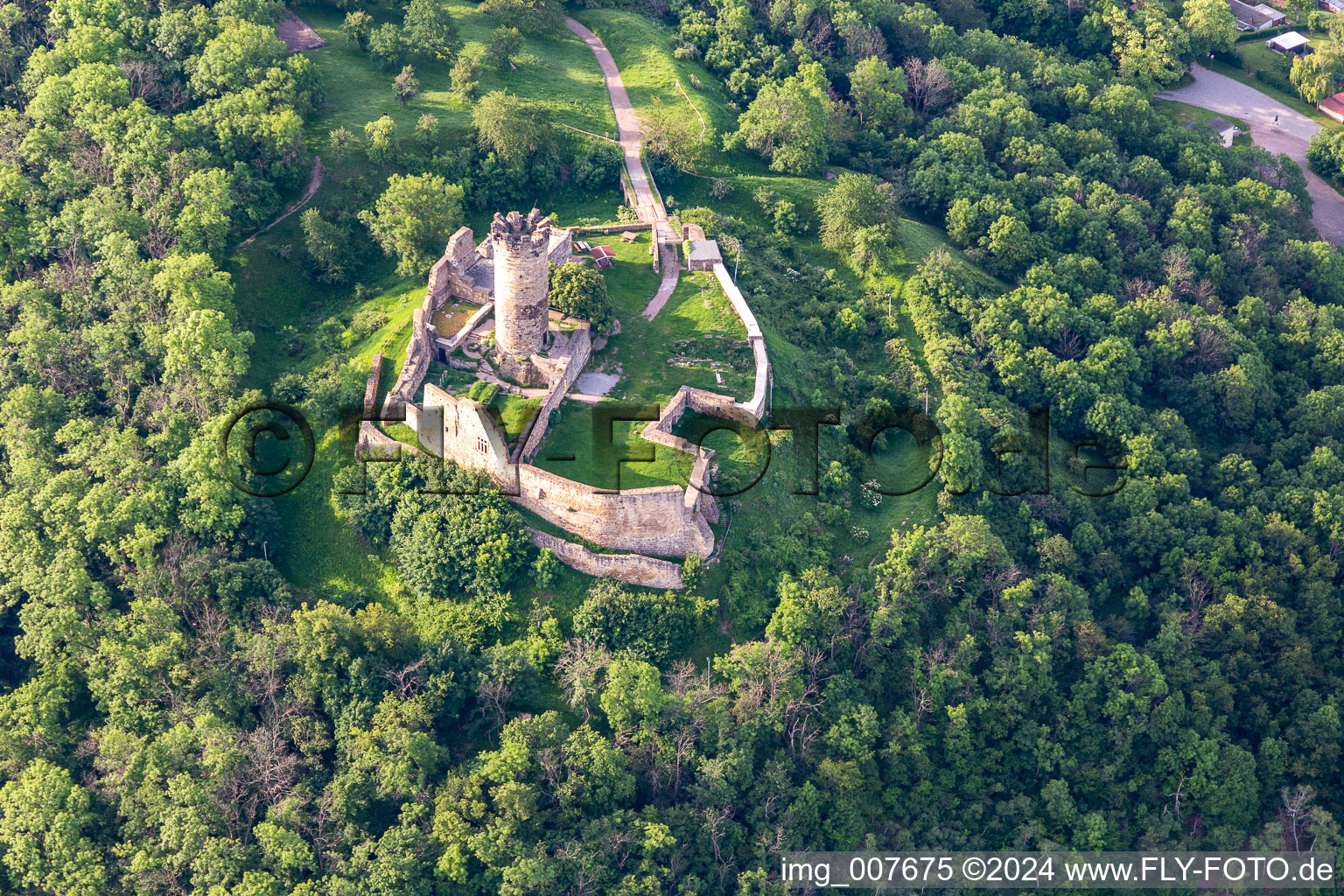 Ruins and vestiges of the former castle and fortress Muehlburg in the district Muehlberg in Drei Gleichen in the state Thuringia, Germany