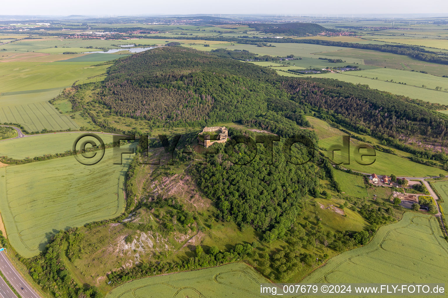 Aerial view of Gleichen Castle in the district Wandersleben in Drei Gleichen in the state Thuringia, Germany