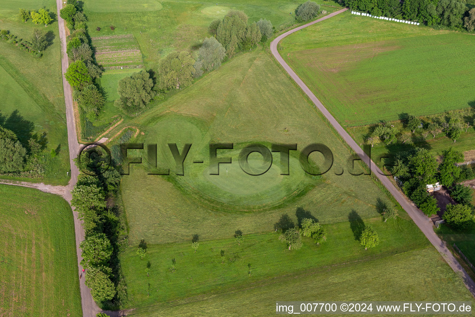 Aerial photograpy of Grounds of the Golf course at " Drei Gleichen Muehlberg e.V. " in Muehlberg in the state Thuringia, Germany