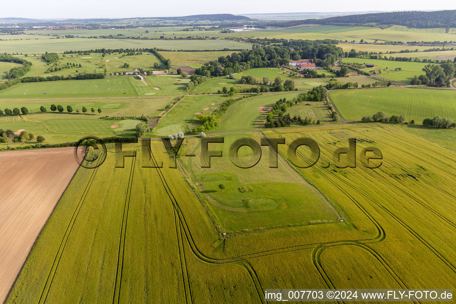 Aerial view of Thuringian Golf Club Drei Gleichen Mühlberg eV in the district Mühlberg in Drei Gleichen in the state Thuringia, Germany