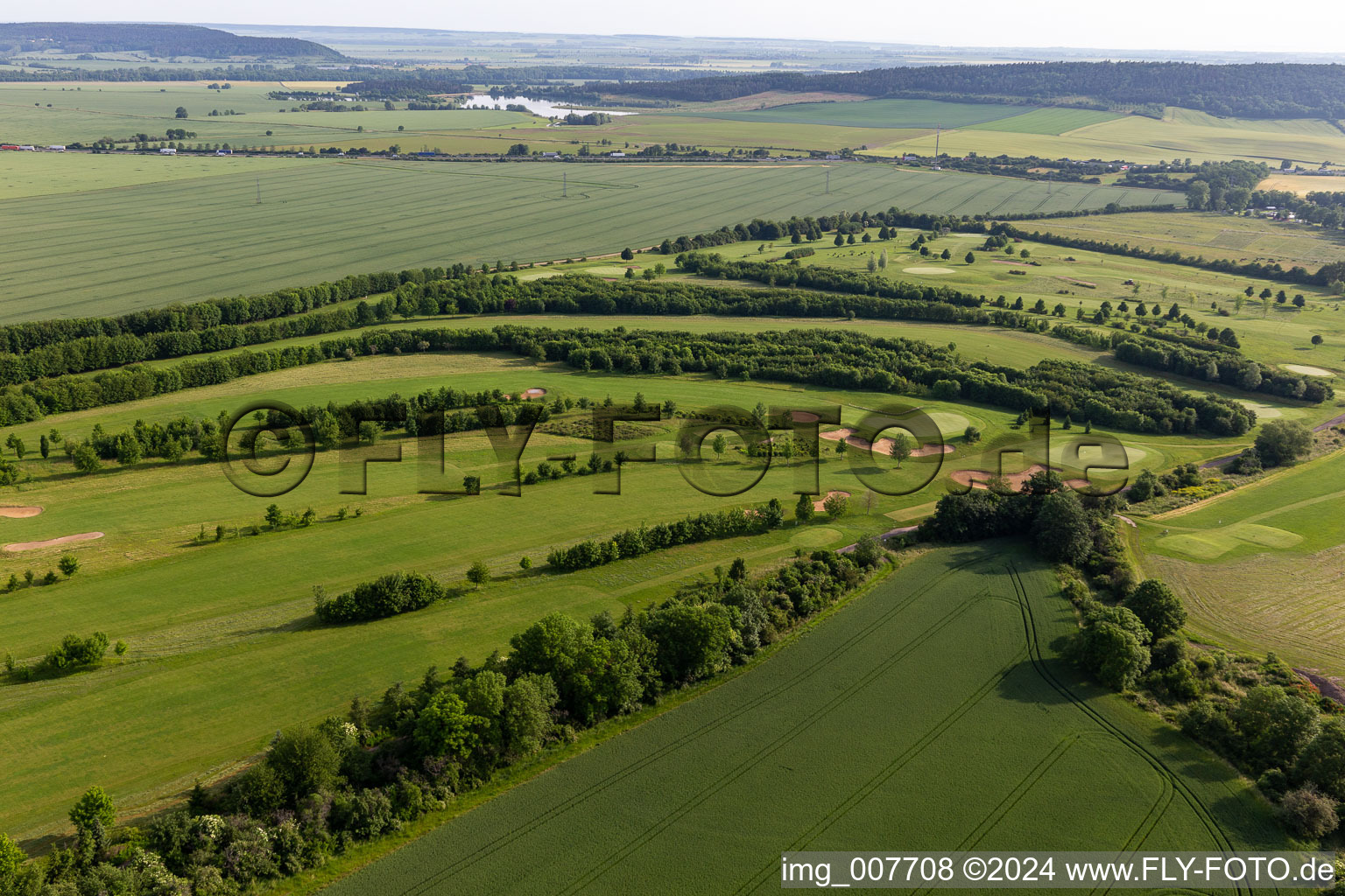 Grounds of the Golf course at " Drei Gleichen Muehlberg e.V. " in Muehlberg in the state Thuringia, Germany out of the air