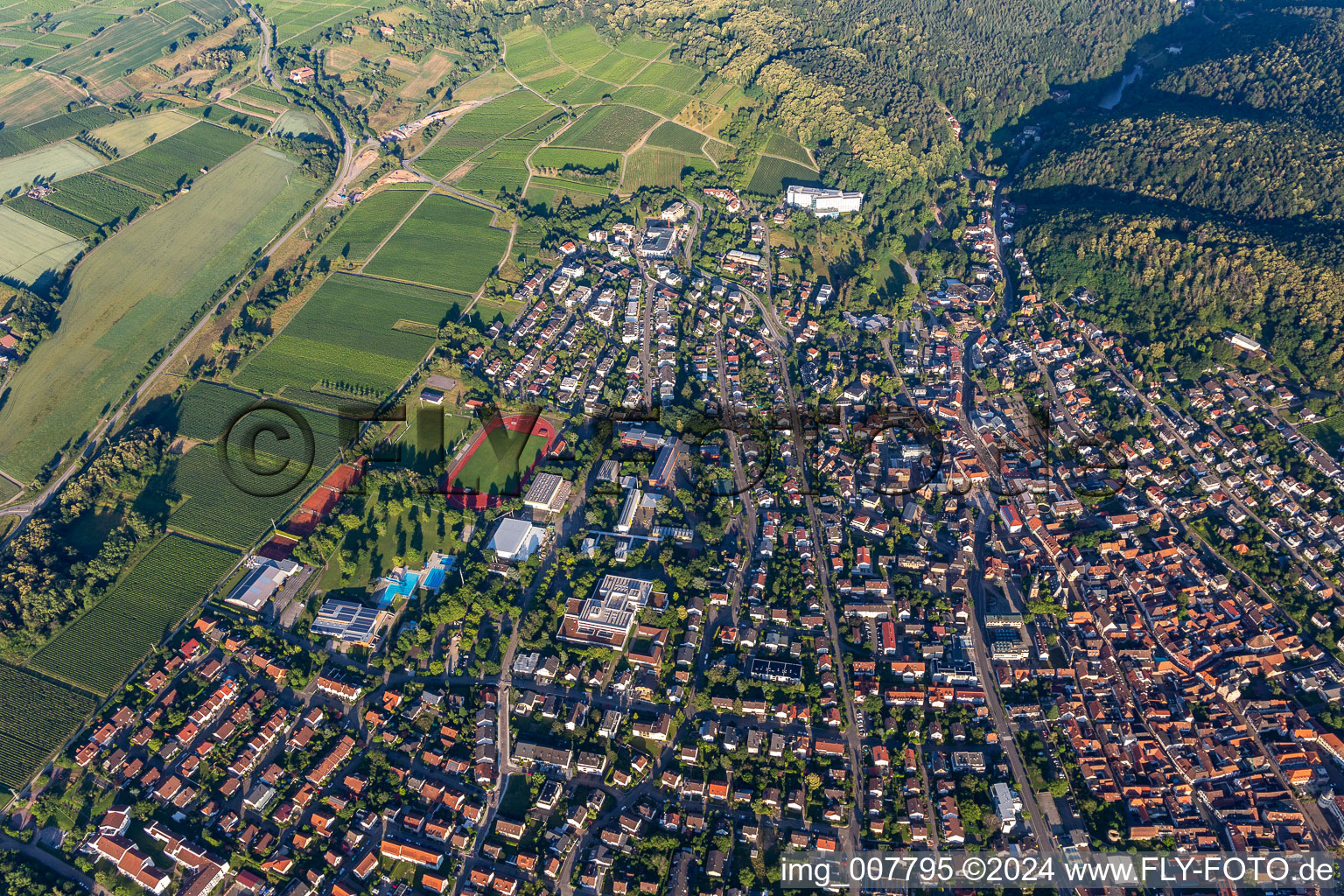 Aerial view of Bad Bergzabern in the state Rhineland-Palatinate, Germany