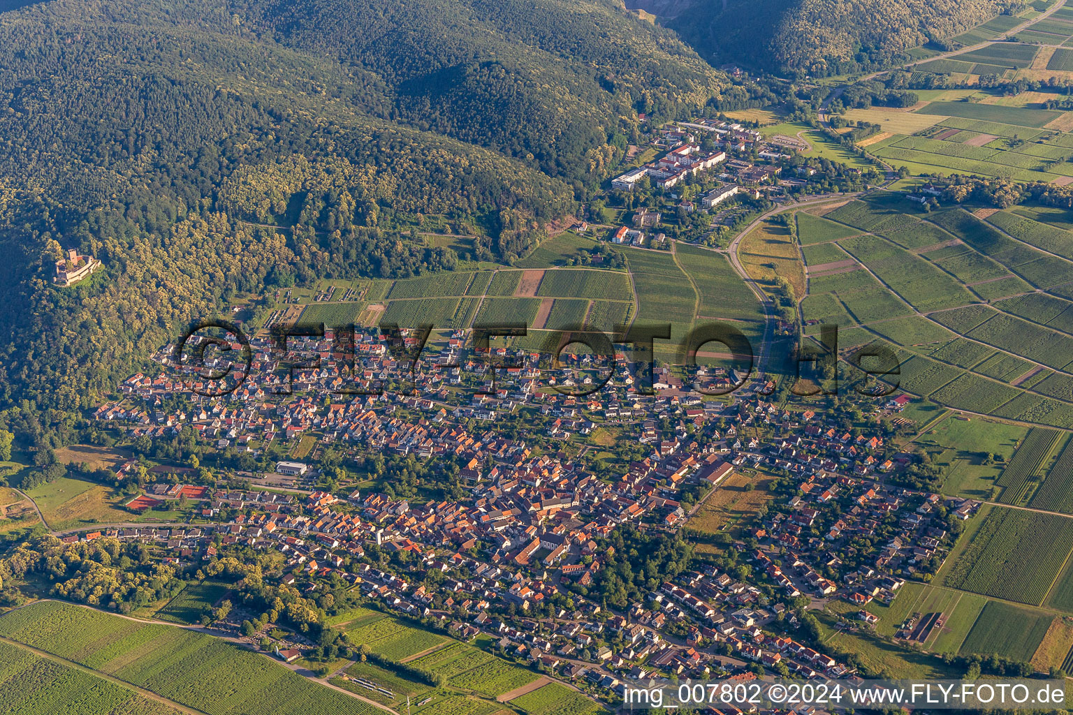 Aerial view of Klingenmünster in the state Rhineland-Palatinate, Germany