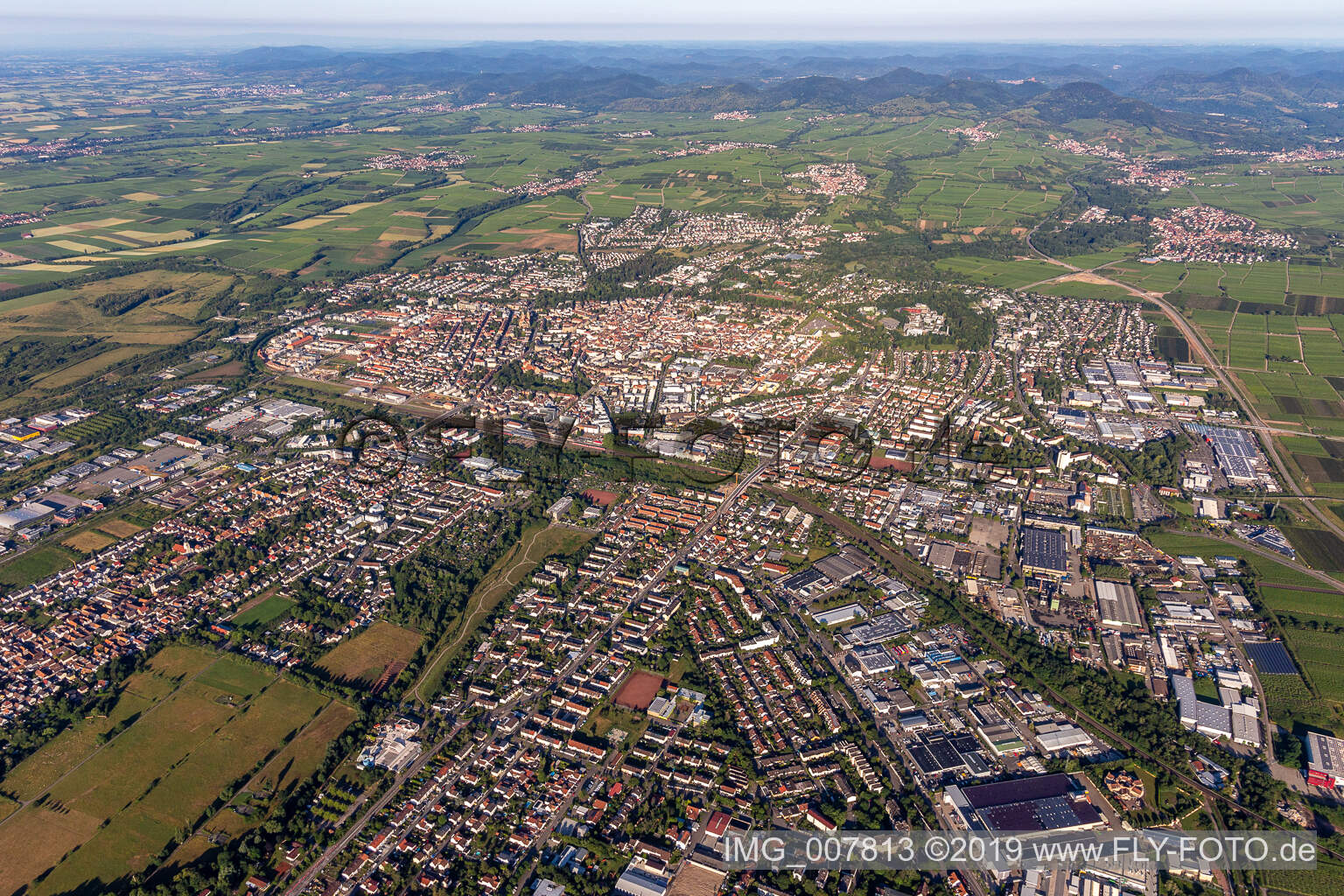 Aerial view of District Queichheim in Landau in der Pfalz in the state Rhineland-Palatinate, Germany