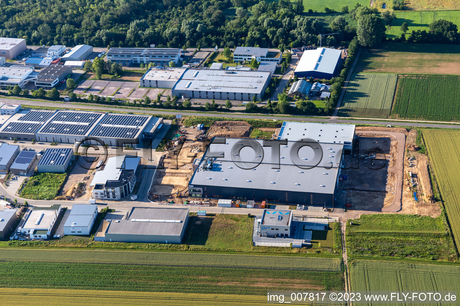 Aerial view of West Business Park in the district Herxheim in Herxheim bei Landau in the state Rhineland-Palatinate, Germany